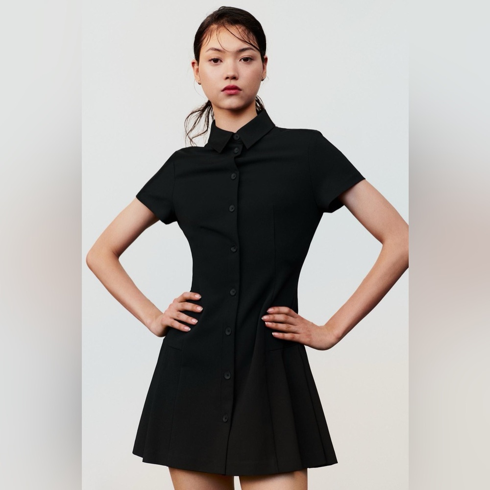 Zara Black Mini Rory Pleated Dress